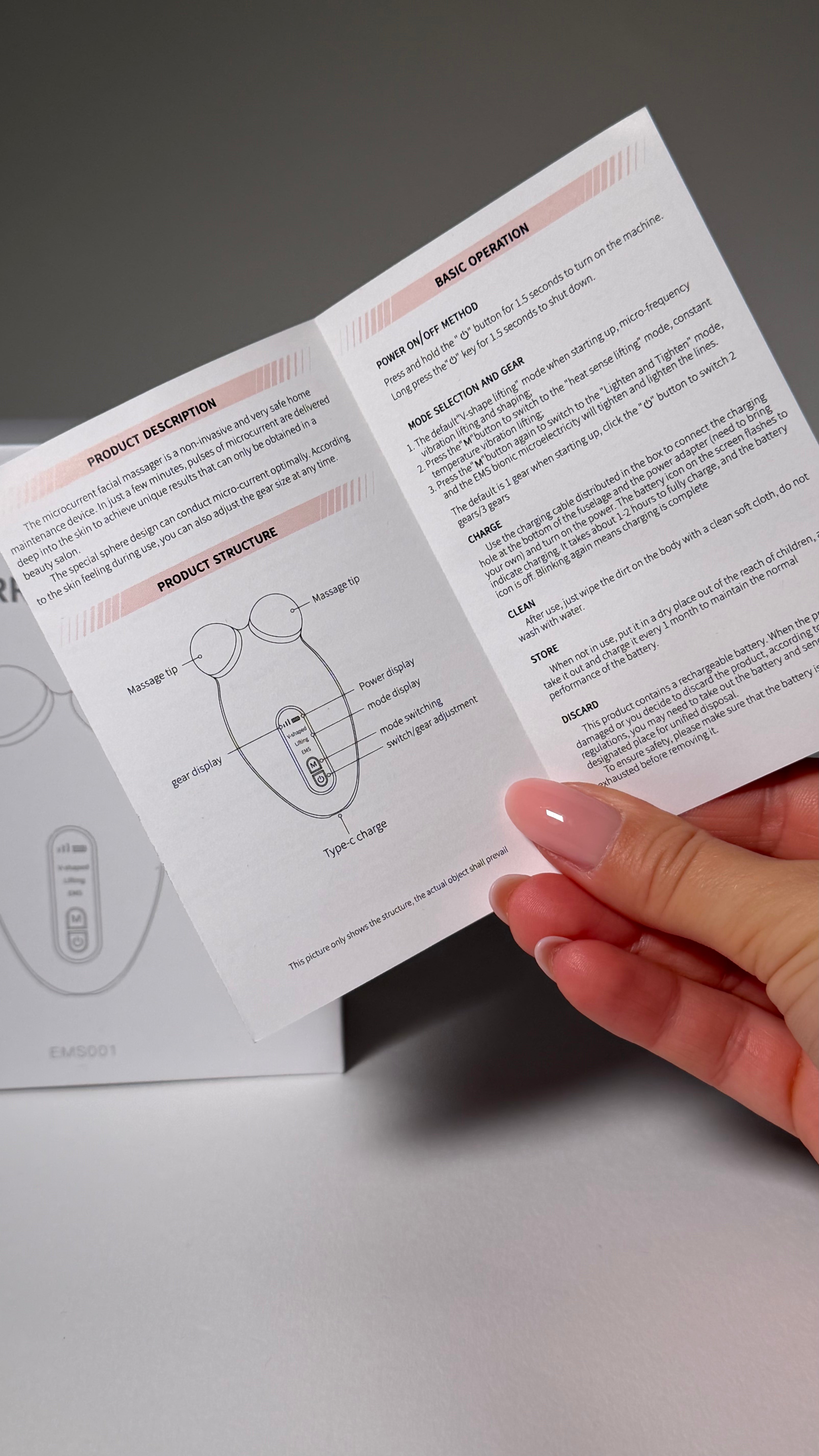Dispozitiv facial electric cu microcurenți – Anti-îmbătrânire și lifting