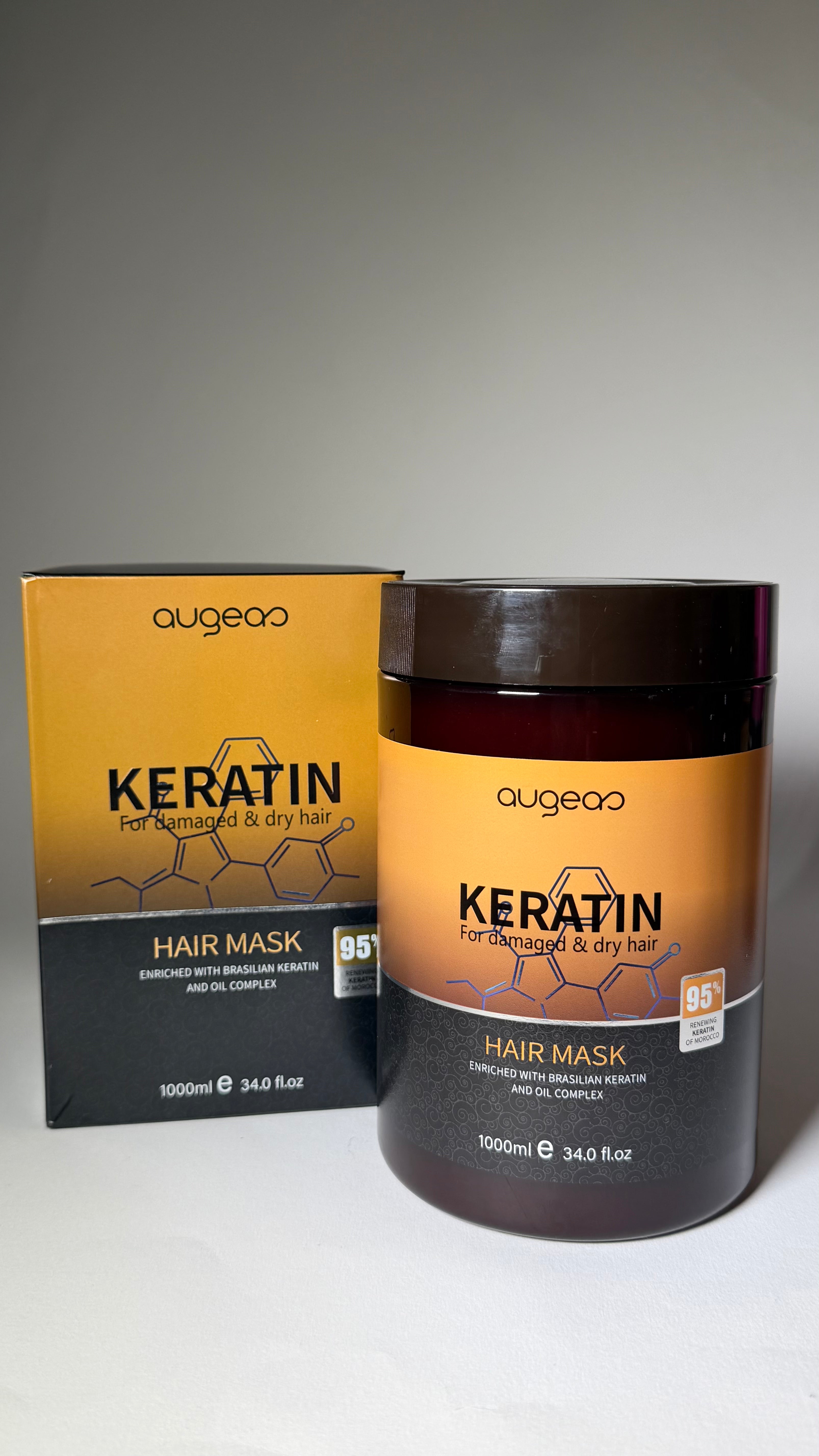 Mască pentru păr cu keratină Augeas – reparare intensivă și hidratare profundă - 1000ml